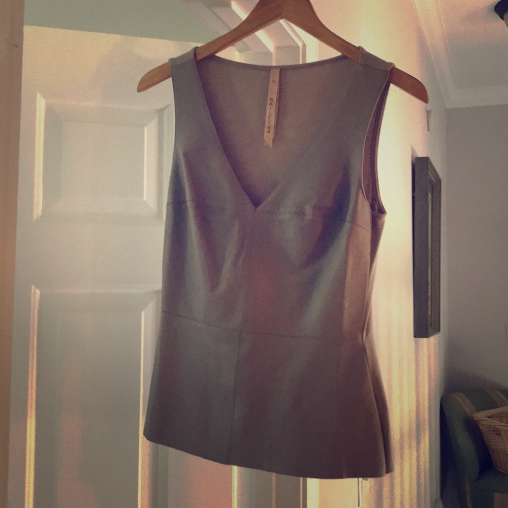 Sleeveless leather front blouse